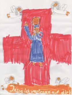 Jesus ich vertraue auf Dich - gemalt von Natalie Roemer, 9 Jahre